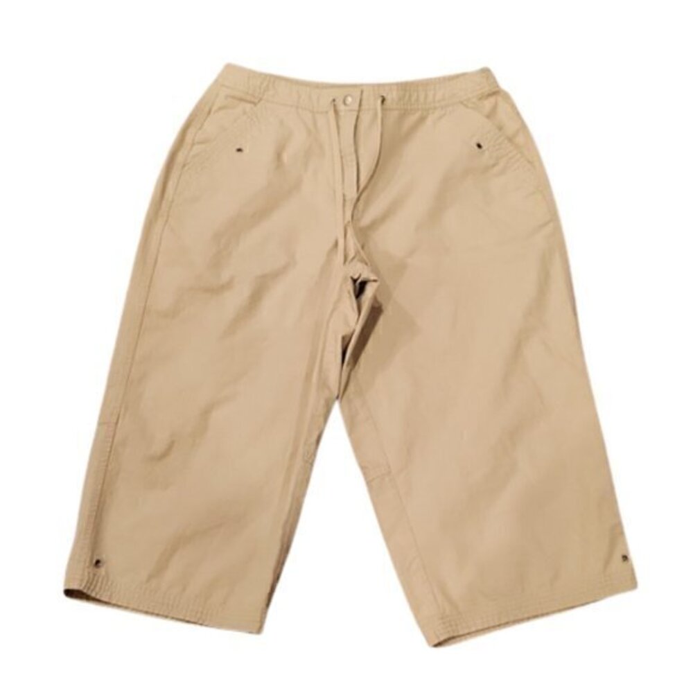 [Karen Scott] Hi Rise Drawstring Khaki Capris - Size 14